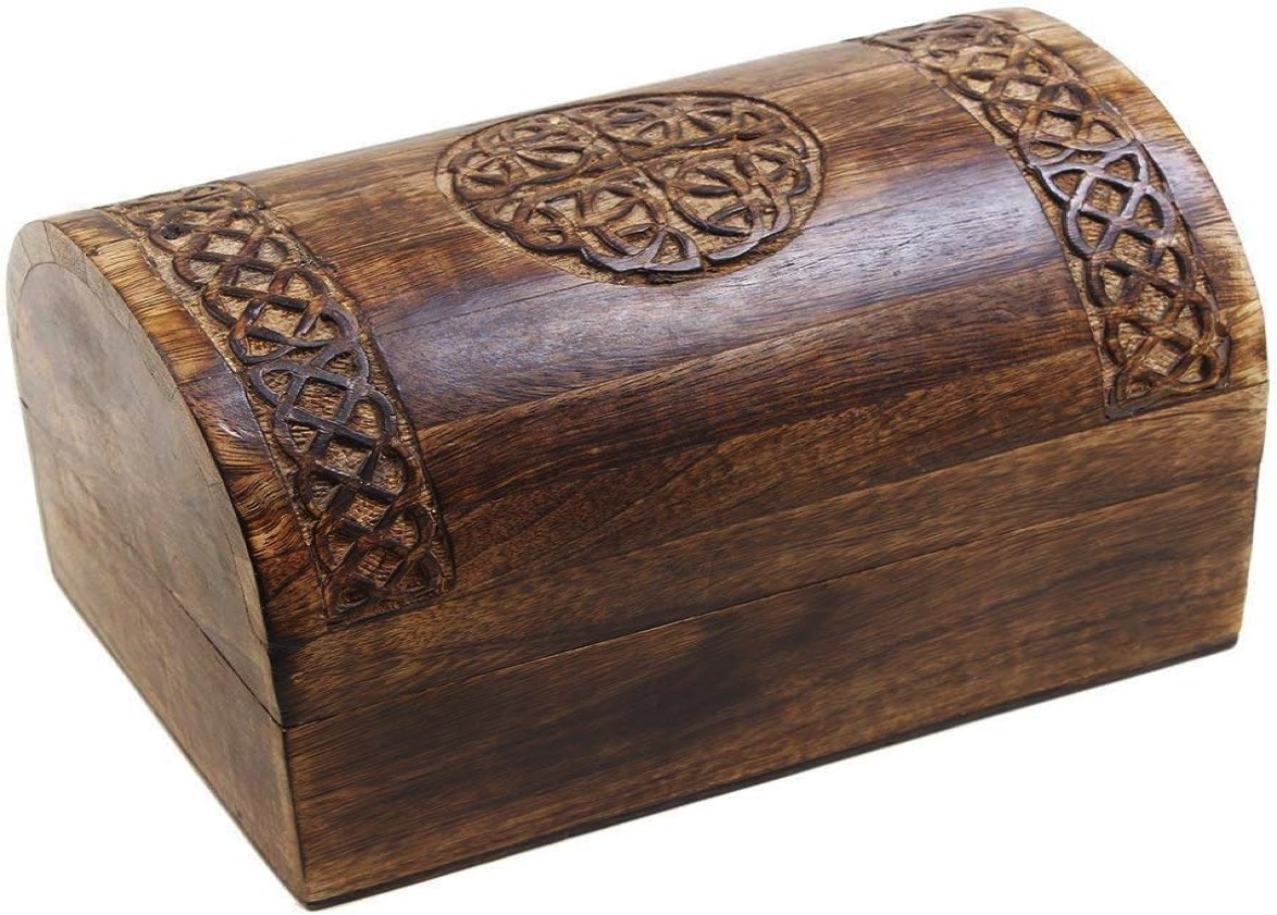 Schatulle halbrund Holz Ornament